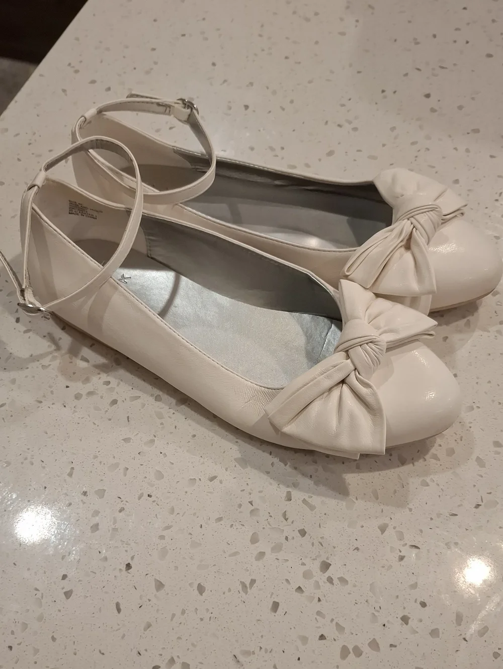 Janie And Jack Girls White Bow Flats Size 4